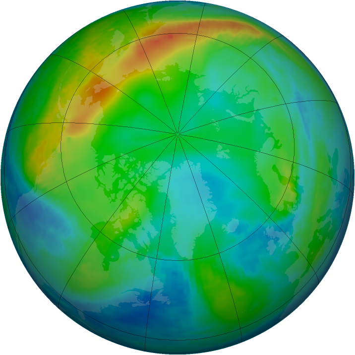Arctic ozone map for 29 November 1990